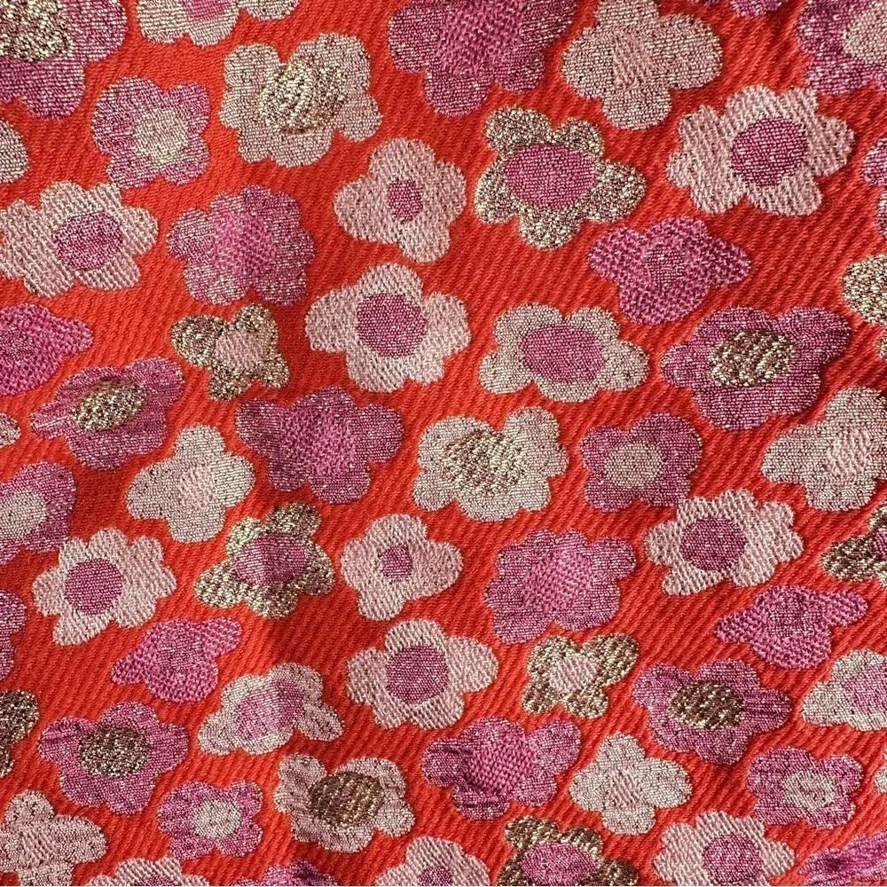J. Crew Floral Pink and Orange Metallic Pencil Skirt | US Size 10